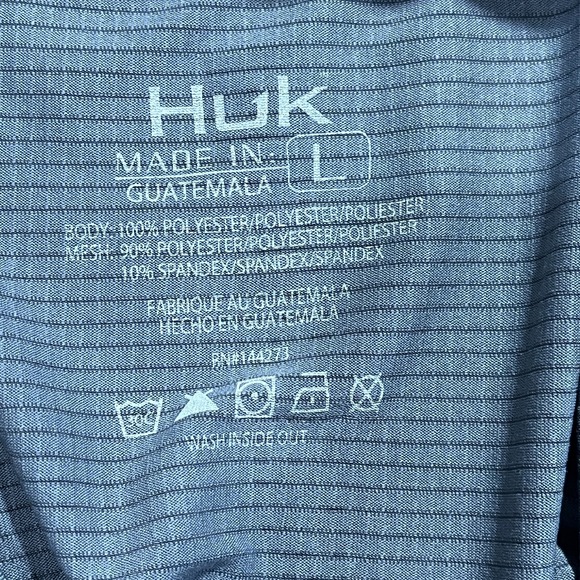 Huk Shirt Mens Large Gray Long Sleeve Performance Fishing Lightweight Mesh - Picture 6 of 9
